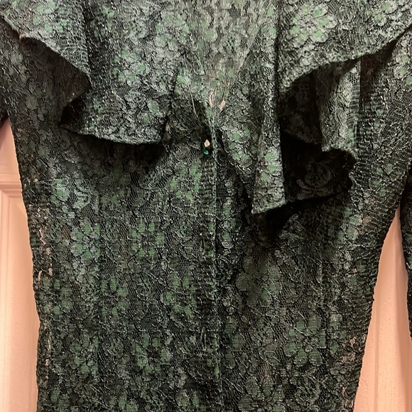 Vintage Dark Green Lace Cardigan With Buttons And Corset - Picture 4 of 6